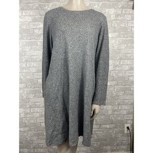 J Jill Pure Jill Medium 100% Cotton Gray Long Sleeve Knee Length Dress Pockets